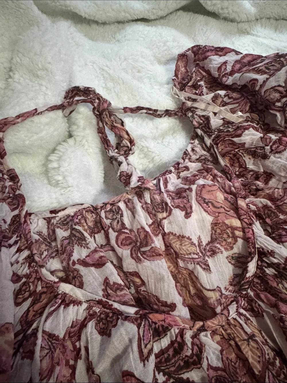 Free People Pink Floral Puff-Sleeve Peasant Blouse